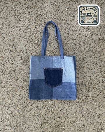 Bolso de mano de mezclilla patchwork reciclado