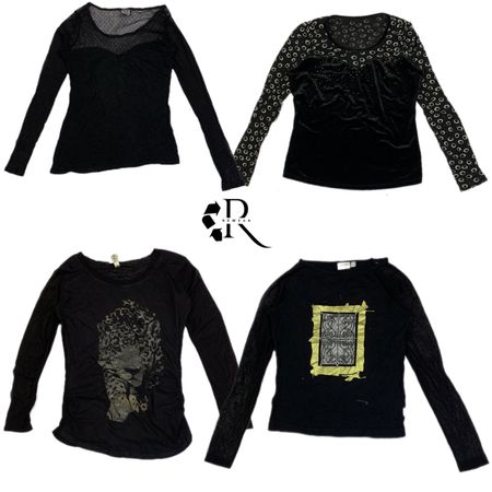 Y2K NYC IT Girl オールブラック フルスリーブ トップス RW-1294