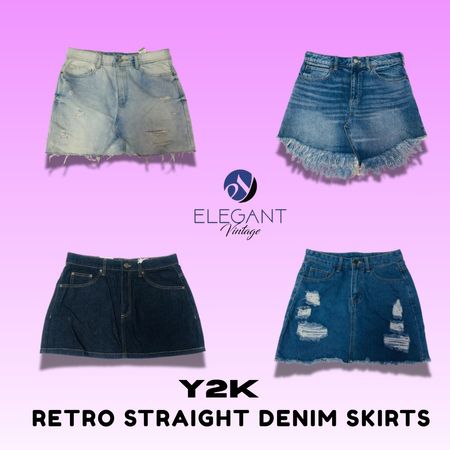 Y2K Retro Straight Denim Skirts - EV1416