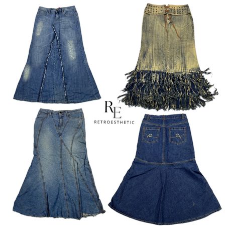 Y2K NYC IT Girl Denim Long Skirts RE2568