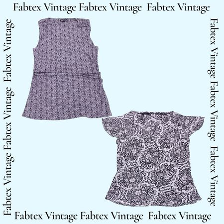 (FV-694) Y2K Black White Aesthetic Floral Printed Cowl Neck Tops