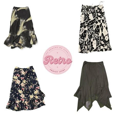 Y2K Floral & Grunge Skirt Bundle – Dark Indie Fairycore Set (E)