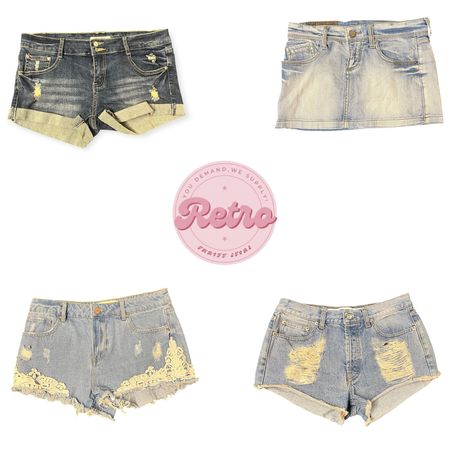 Y2K Coquette & Grunge Denim Bundle – Lace Shorts & Mini (E)