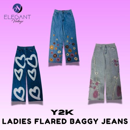 Y2Kレディースフレアバギージーンズ - EV1465