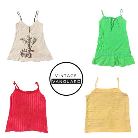 Y2K Festival Cami Bundle – Bright Ruffle & Graphic Tanks (E)