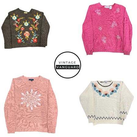 Vintage Colour Pop Knit Bundle – Embroidered Jumpers (E)