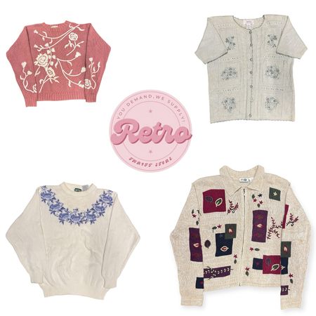 Vintage Statement Knit Bundle – Patchwork & Embroidered (E)
