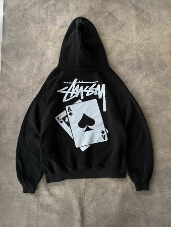 Stussy rework style cards pullover hoodie