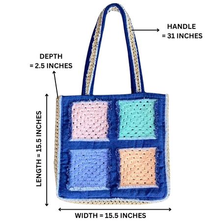 Upcycled Crochet Patch Tote Bag