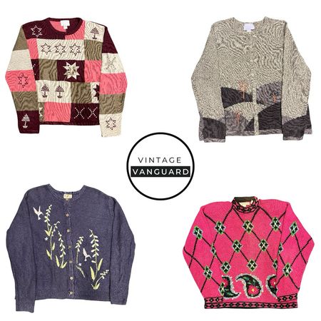 Embroidered & Patterned Knit Sweaters Bundle (E)