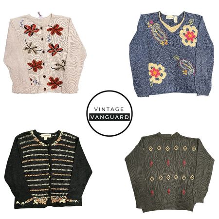 ヴィンテージステートメントニットウェアパックコテージコアウインターニットバンドル(E)