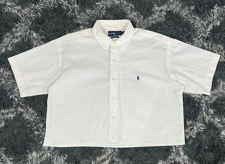 Fs-39 Upcycled polo boxy crop shirt