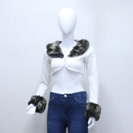CR1023 Upcycled 'Snow Bunny' Faux Fur Bolero