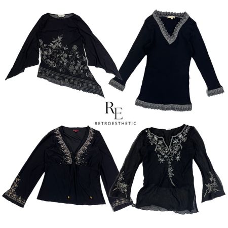 Y2K All Black Full Sleeve Mesh Tops RE-2621