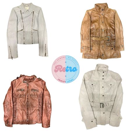 Light Grey Moto Leather Jacket – Zip Detailing (E)