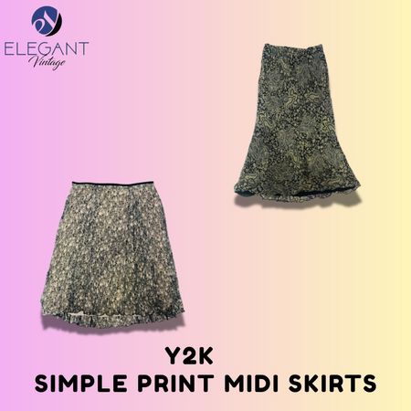 Y2K Simple Print Midi Skirts - EV1556