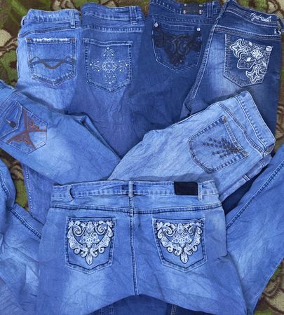 Conjunto de Jeans de Bolsillo Vintage Y2K | Impresiones en la Parte de Atrás con Cuentas