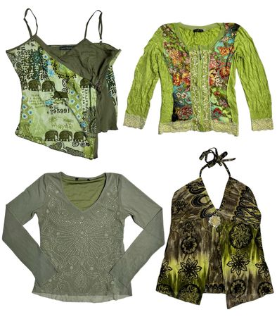 Green Goddess Y2K Tops: RE-017