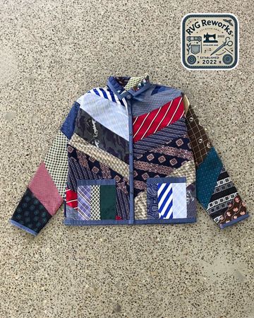 Upcycled Patchwork Krawattenjacke