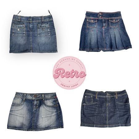 Vintage Denim Minis – Retro Vibes Only-Y2K Denim Skirts (E)