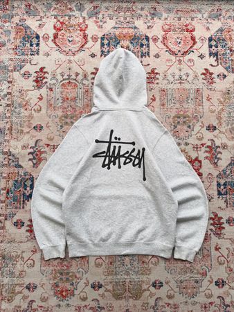 Stussy rework style grey pullover hoodie
