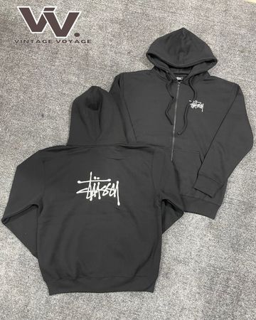 Stussy reworked style black colour zipper hoodies 1312