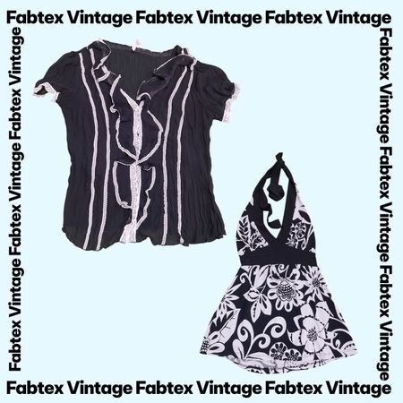 (FV-763) Y2K Black White Aesthetic Floral Printed Tops