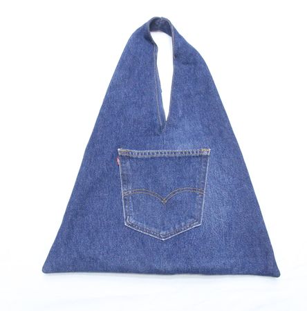 CR1031 Upcycled Levi’s Repurposed Triangle Tote Bag