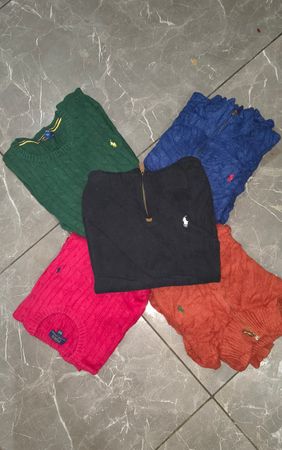 POLO RALPH LAUREN 1/4 ZIP & CABLE KNIT MIX SWEATER