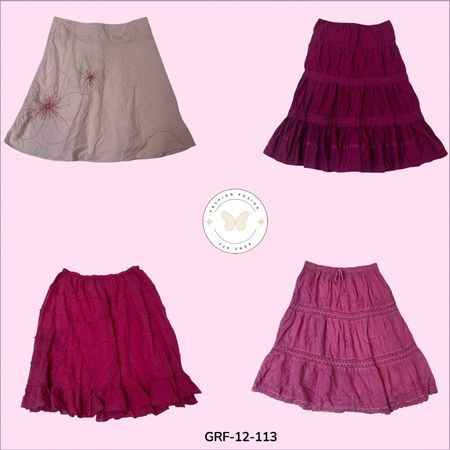 Pink Cotton Skirt – Vintage Y2K Everyday Essential (GRF-12-113)