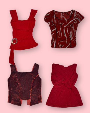 The Love for Reds!! Y2k Tops TT-082