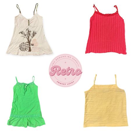 Top con spalline grafiche vintage In una tonalità neutra morbida con stampa artistica per un look rétro rilassato (R)