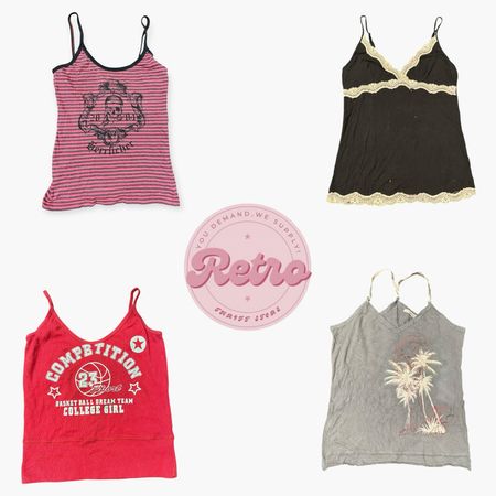 Vintage-inspired stripes with bold graphic print for a casual Y2K look.(R)