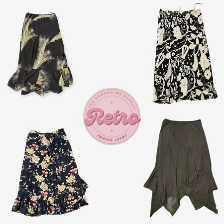 Y2K Floral & Grunge Skirt Bundle – Dark Indie Fairycore Set (R)