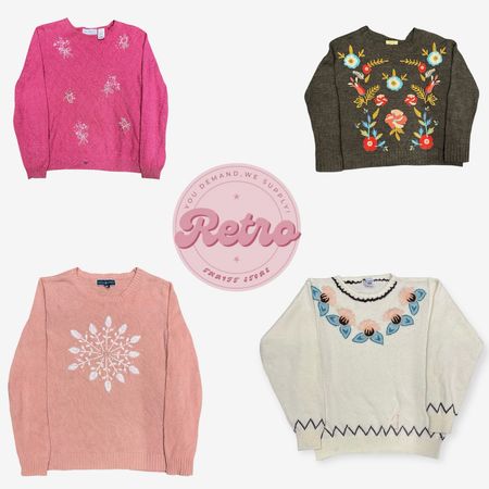 ヴィンテージエンベリッシュドセーターセット – ソフトパステルニット (R)