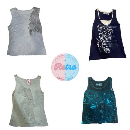 Vintage Y2K Tank Top Bundle – Coquette & Soft Grunge (R)