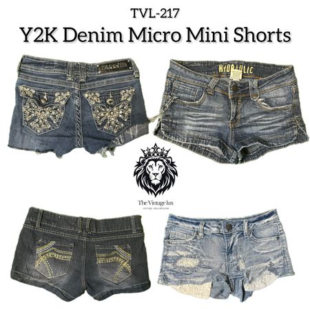 Y2K Denim Micro Mini Shorts (TVL-217)