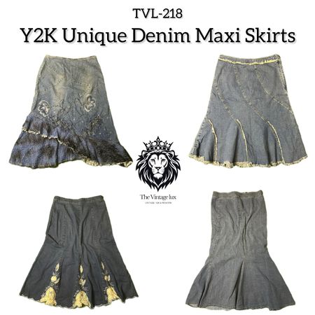 Y2K Unique Denim Maxi Skirts (TVL-218)