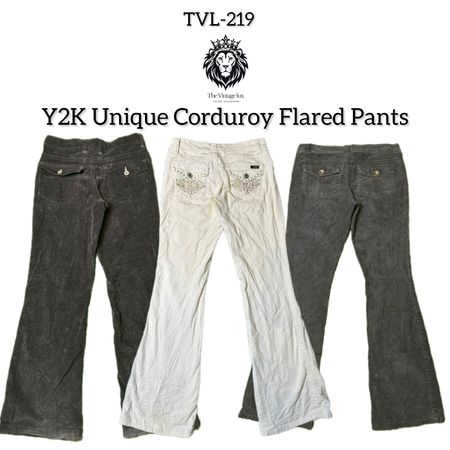 Y2K Unique Corduroy Flared Pants (TVL-219)