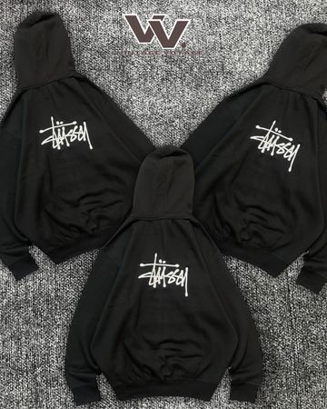 Stussy überarbeiteter Stil schwarzer Farb gestickter Pullover Hoodies 1512