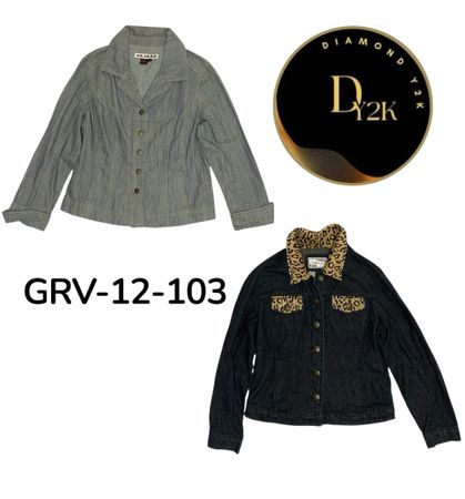 Veste en denim Y2K pour femmes – Esthétique vintage classique (GRV-12-103)