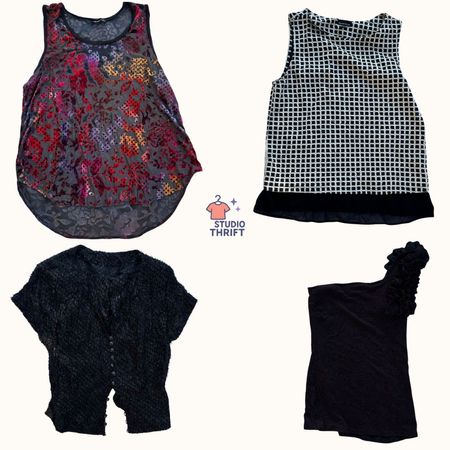 Y2K Night Out Tops Bundle | Dark Mesh, Textured & One-Shoulder Mix(TT-002)