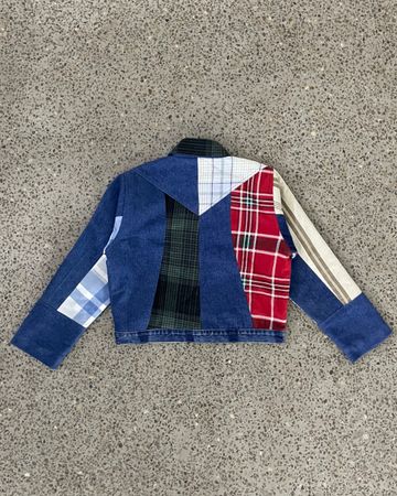 Upcycled Patchwork Denim Crop Jacket