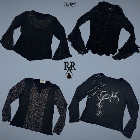 Y2K Black Gothic Full Sleeve Tops (AA-557)