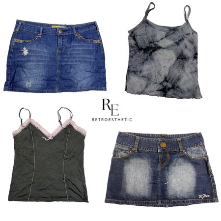 Y2K Edgy Girl Sexy Cami Tops & Mini Skirts RE-2650