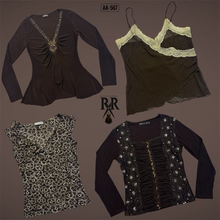 Y2K Earthy Tone Mix Tops (AA-567)