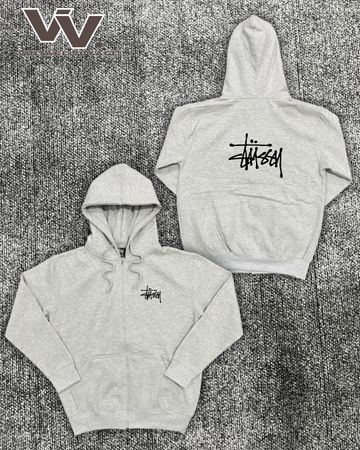 Stussy reworked style grey zipper hoodie #1712