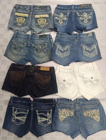 R317 Calças Curtas Sexy Adicionadas para Ladies Upcycled