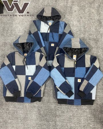 Carhartt reworked style denim patchwork active jacket #1812