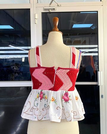 Upcycled Crochet Peplum Top